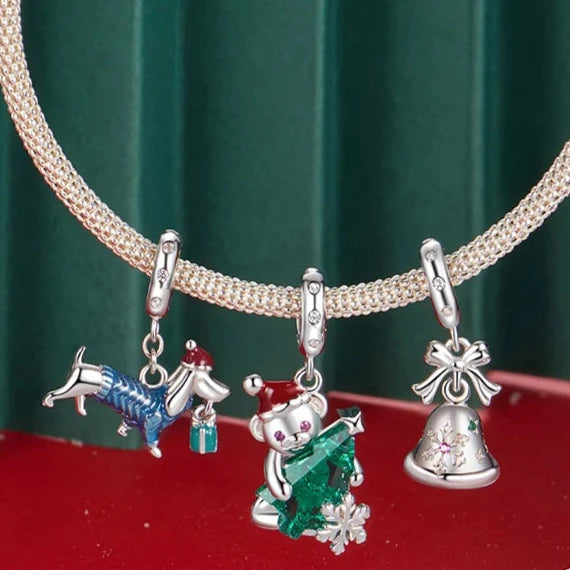 Berloque Ursinho Natal Prata 925 - Lavanda Lilac