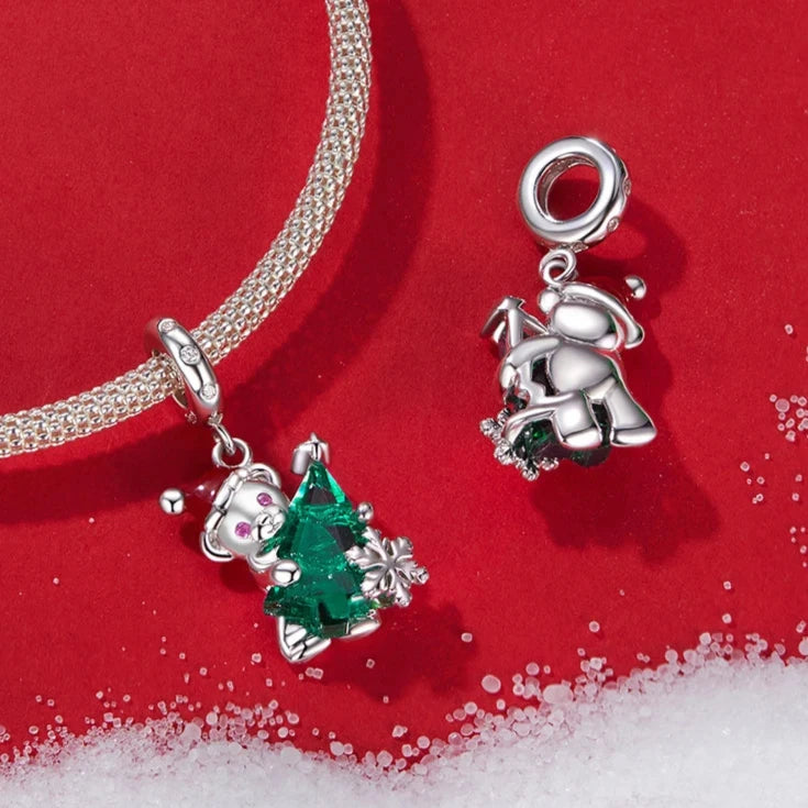 Berloque Ursinho Natal Prata 925 - Lavanda Lilac