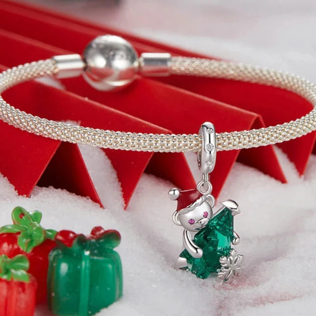 Berloque Ursinho Natal Prata 925 - Lavanda Lilac