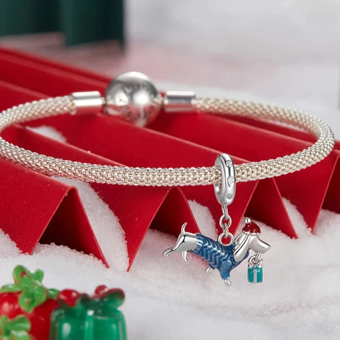 Berloque Dog Noel Natal Prata 925 - Lavanda Lilac
