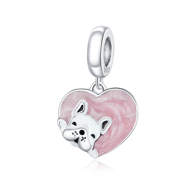 Berloque Bulldog Love Prata 925 - Lavanda Lilac