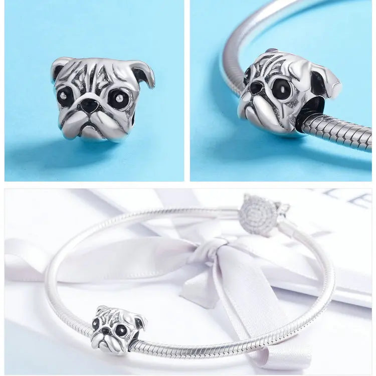 Berloque Pug Prata 925 - Lavanda Lilac
