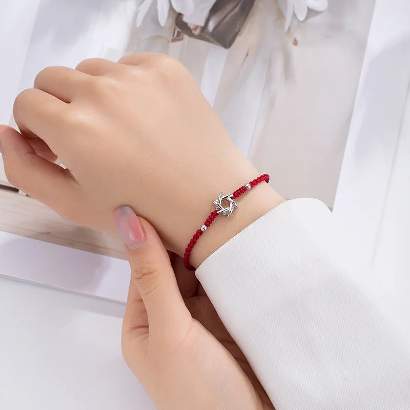 Pulseira Vermelha Proteção Ajustável Estrela de Davi - Lavanda Lilac - Lavanda Lilac