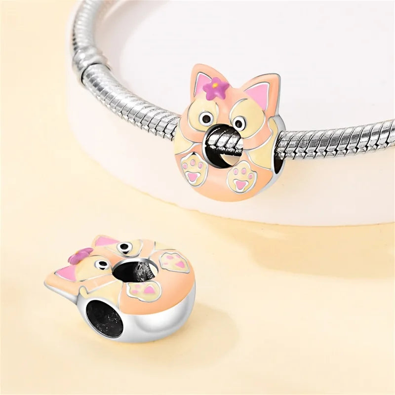 Berloque Anime Donut Gatinha Prata 925 - Lavanda Lilac - Lavanda Lilac