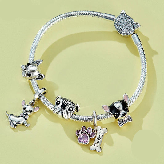 Berloque Pug Prata 925 - Lavanda Lilac