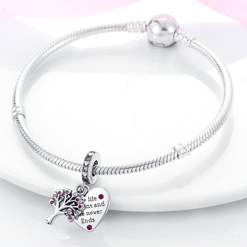 Berloque Amor Sem Fim Prata 925 - Coleção Meu Amor - Lavanda Lilac - Lavanda Lilac