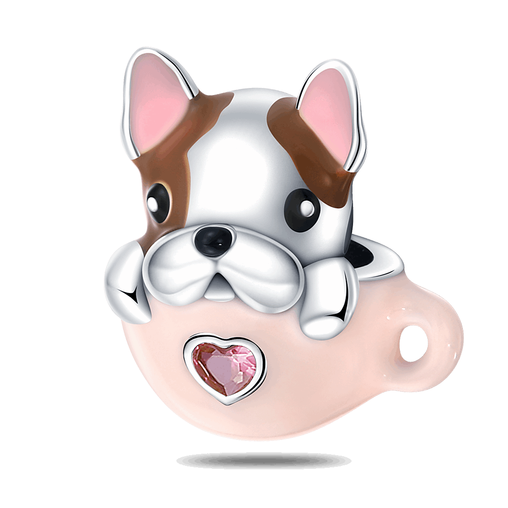 Berloque Cachorrinho na Xícara Prata 925 - Lavanda Lilac - Lavanda Lilac