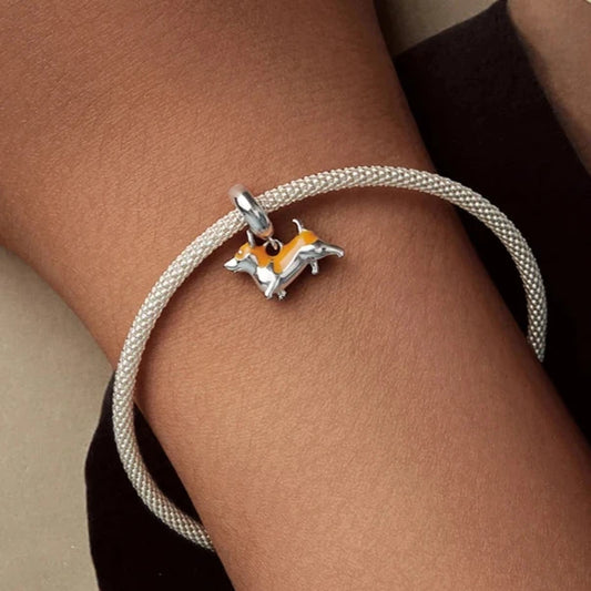 Berloque Corgi Colorido Prata 925 - Lavanda Lilac