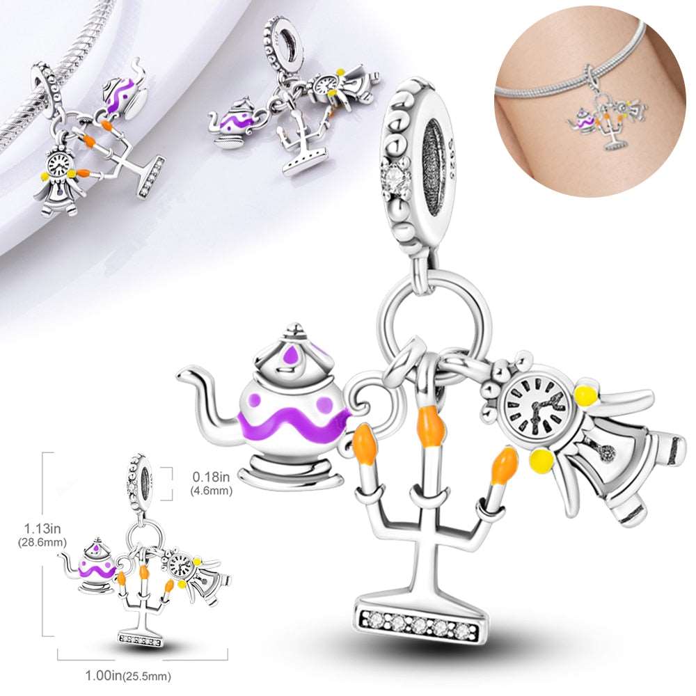 Berloque Bela e a Fera Prata 925 - Lavanda Lilac - Lavanda Lilac