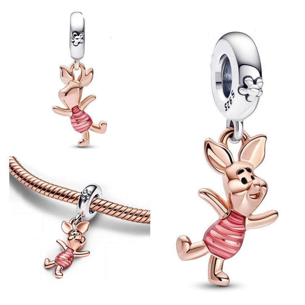 Berloque Leitão Ursinho Pooh Prata 925 - Lavanda Lilac - Lavanda Lilac