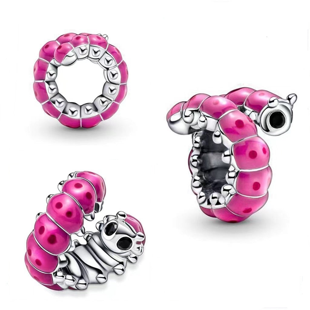 Berloque Lagarta Pink Prata 925 -Lavanda Lilac - Lavanda Lilac