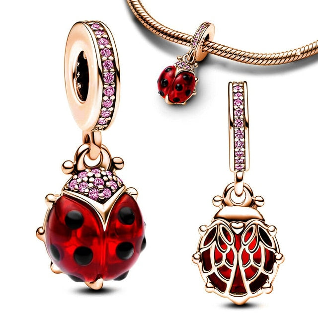 Berloque Joaninha Dourada Prata 925 - Lavanda Lilac - Lavanda Lilac