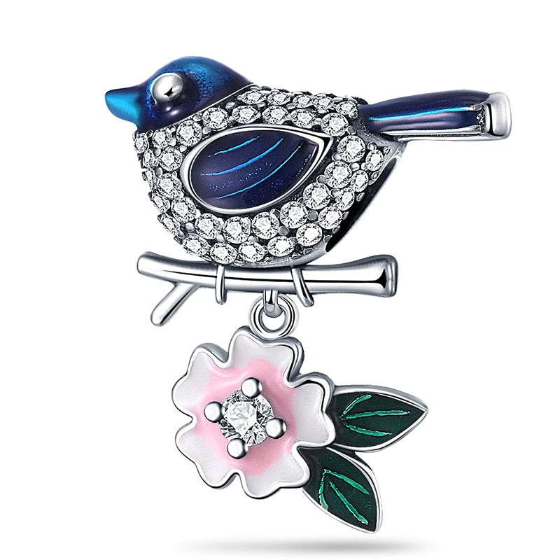 Berloque Passarinho Prata 925 - Lavanda Lilac - Lavanda Lilac