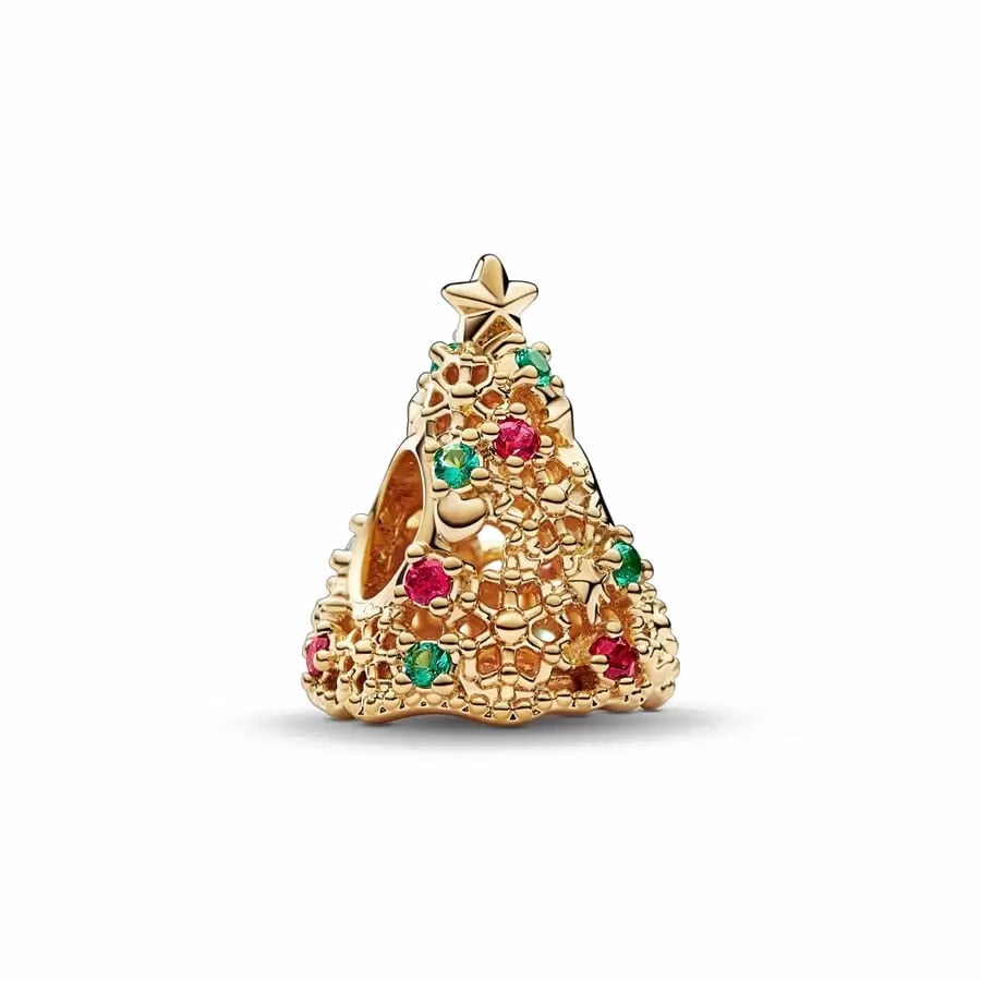 Berloque Árvore de Natal Dourado Prata 925 - Lavanda Lilac - Lavanda Lilac