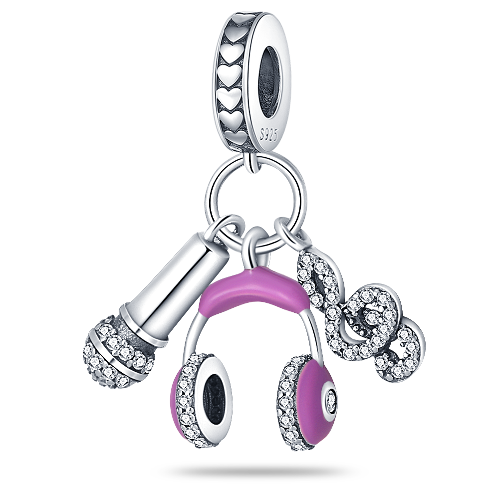 Berloque Música Prata 925 - Lavanda Lilac - Lavanda Lilac