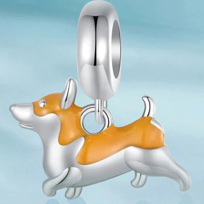 Berloque Corgi Colorido Prata 925 - Lavanda Lilac