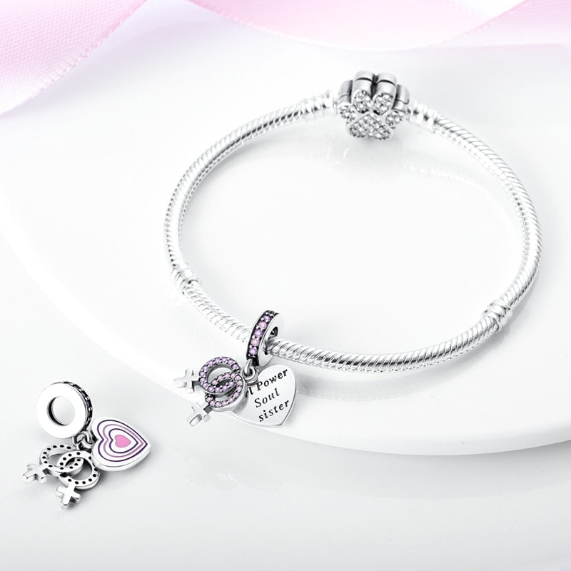 Berloque Girl Power Prata 925 - Coleção Meu Amor - Lavanda Lilac - Lavanda Lilac