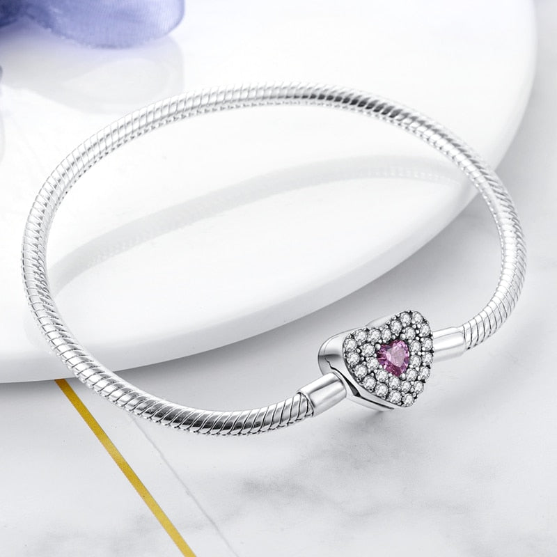 Pulseira Coração para Berloque Prata 925 - Lavanda Lilac - Lavanda Lilac