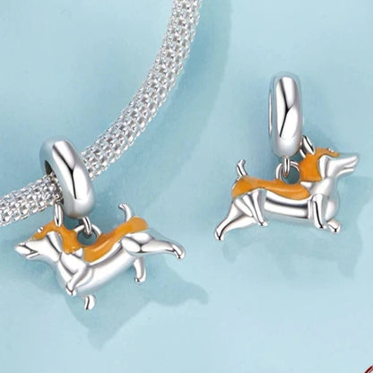 Berloque Corgi Colorido Prata 925 - Lavanda Lilac