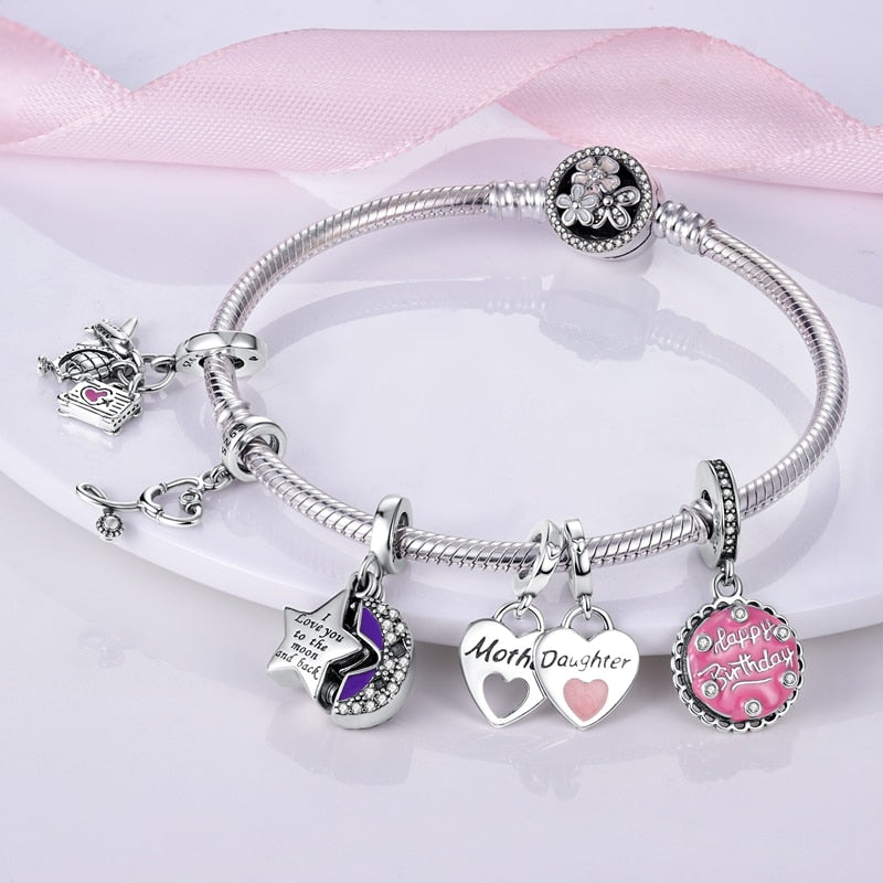 Pulseira Flores para Berloque Prata 925 - Lavanda Lilac - Lavanda Lilac