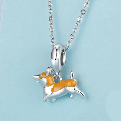 Berloque Corgi Colorido Prata 925 - Lavanda Lilac