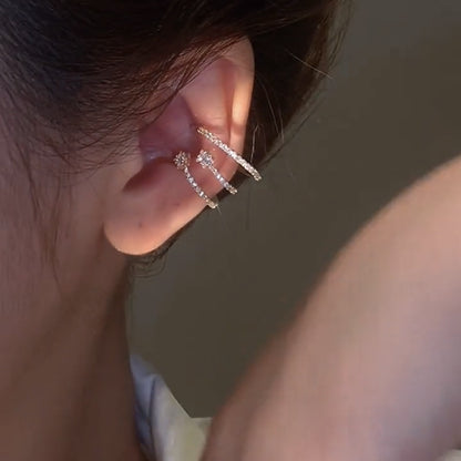 Brinco Earcuff Triplo Argolas Prata - Lavanda Lilac - Lavanda Lilac