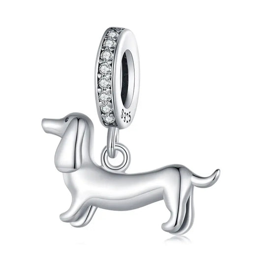 Berloque Dachshund Prata 925 - Lavanda Lilac