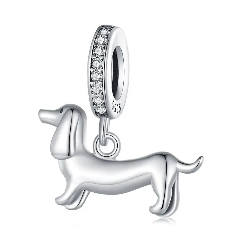 Berloque Dachshund Prata 925 - Lavanda Lilac