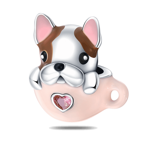 Berloque Cachorrinho na Xícara Prata 925 - Lavanda Lilac - Lavanda Lilac