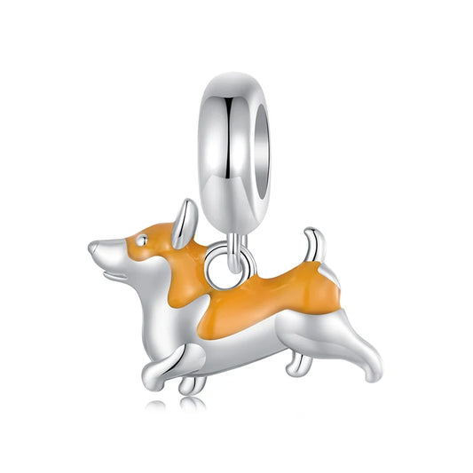 Berloque Corgi Colorido Prata 925 - Lavanda Lilac