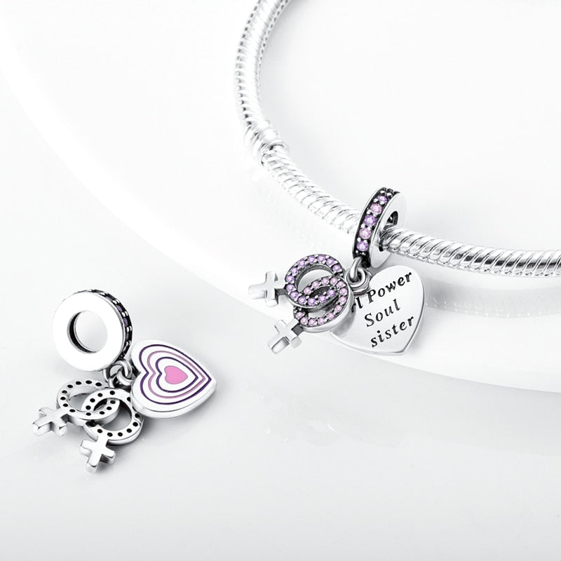 Berloque Girl Power Prata 925 - Coleção Meu Amor - Lavanda Lilac - Lavanda Lilac
