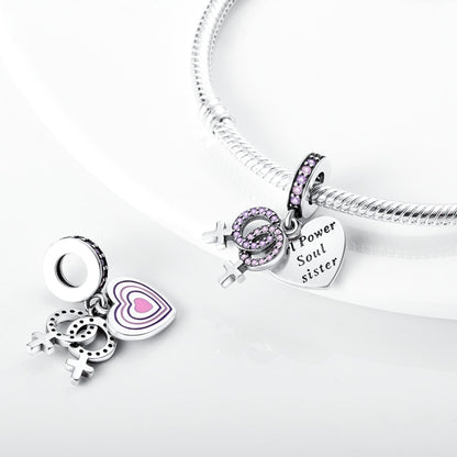 Berloque Girl Power Prata 925 - Coleção Meu Amor - Lavanda Lilac - Lavanda Lilac