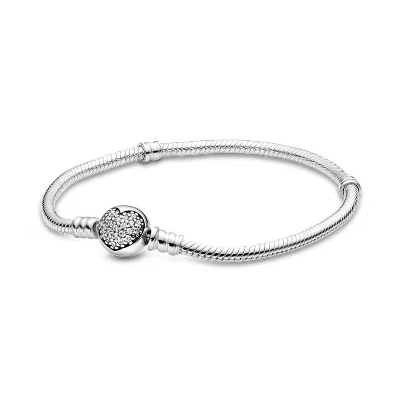 Pulseira Coração Zircônia para Berloques Prata 925 - Lavanda Lilac - Lavanda Lilac