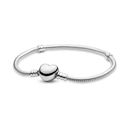 Pulseira Coração Prata para Berloques Prata 925 - Lavanda Lilac - Lavanda Lilac