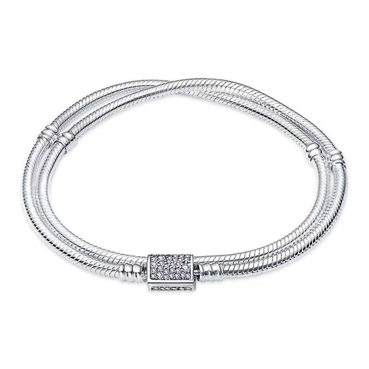 Pulseira Dupla Volta para Berloques Prata 925 - Lavanda Lilac - Lavanda Lilac