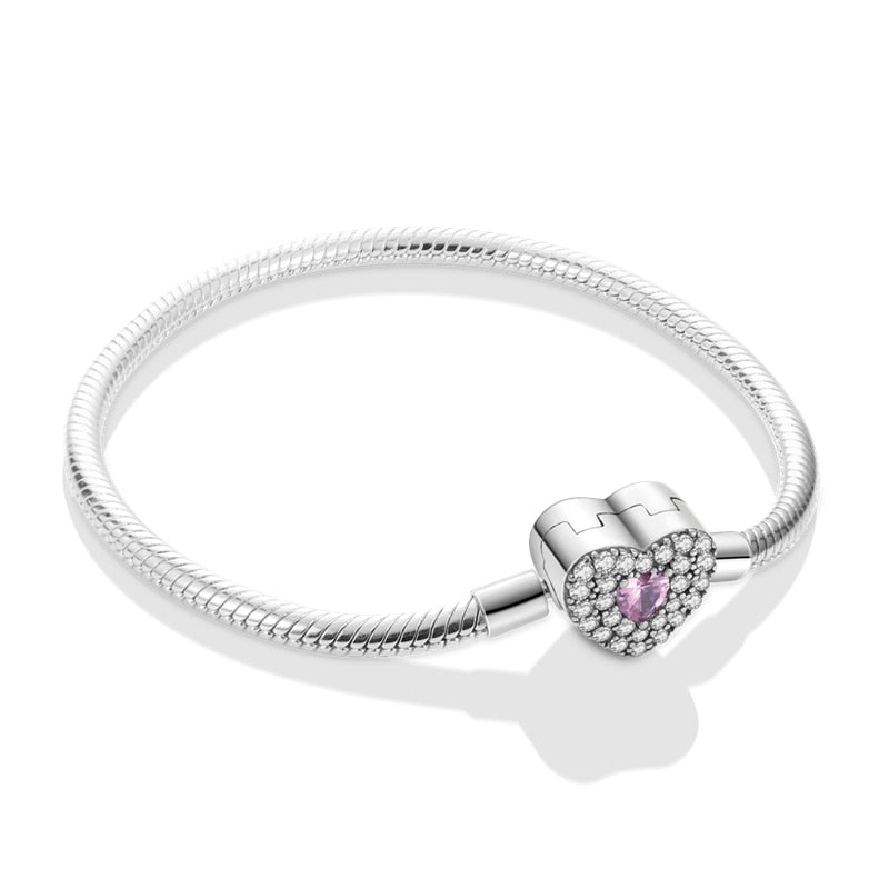 Pulseira Coração para Berloque Prata 925 - Lavanda Lilac - Lavanda Lilac
