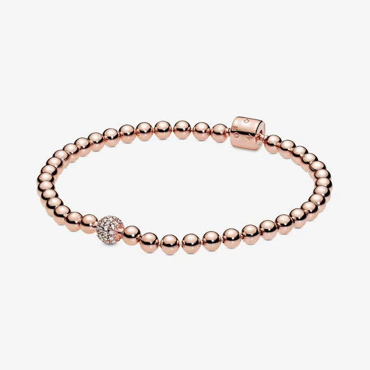 Pulseira Dourada Bolinhas para Berloques Prata 925 - Lavanda Lilac - Lavanda Lilac