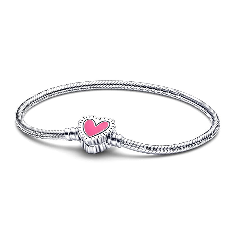 Pulseira Coração Pink para Berloques Prata 925 - Lavanda Lilac - Lavanda Lilac