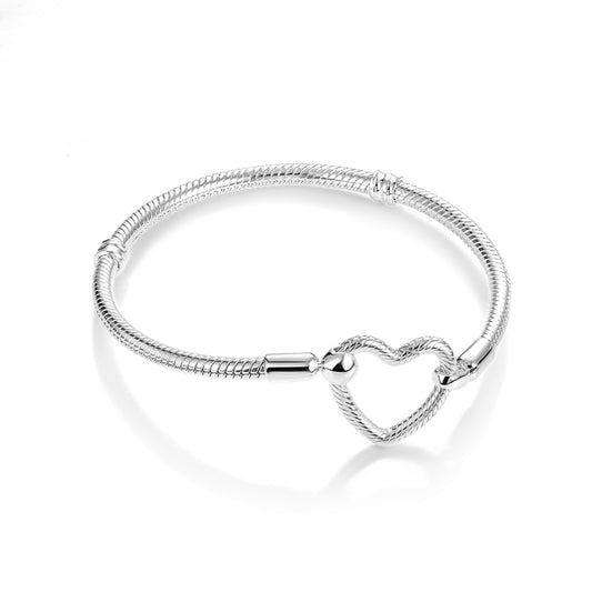 Pulseira Moments Coração para Berloque Prata 925 - Lavanda Lilac - Lavanda Lilac