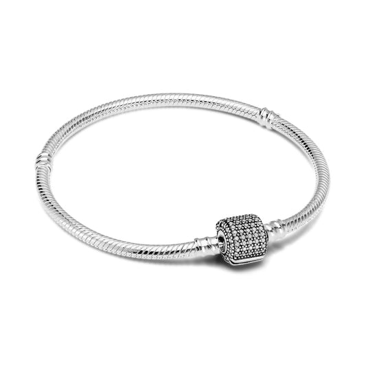 Pulseira Clássica Cravejada para Berloque Prata 925 - Lavanda Lilac - Lavanda Lilac