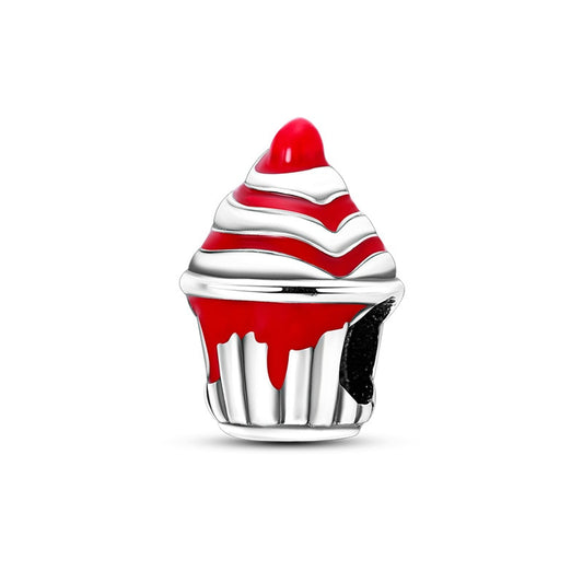 Berloque Cupcake Vermelho Prata 925 - Lavanda Lilac - Lavanda Lilac