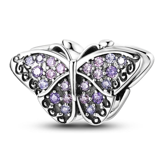Berloque Borboleta Lilás Prata 925 - Lavanda Lilac - Lavanda Lilac