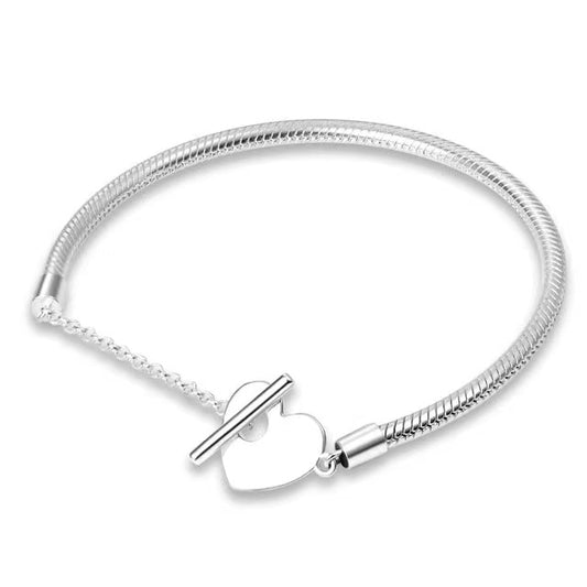 Pulseira T Coração para Berloques Prata 925 - Lavanda Lilac - Lavanda Lilac